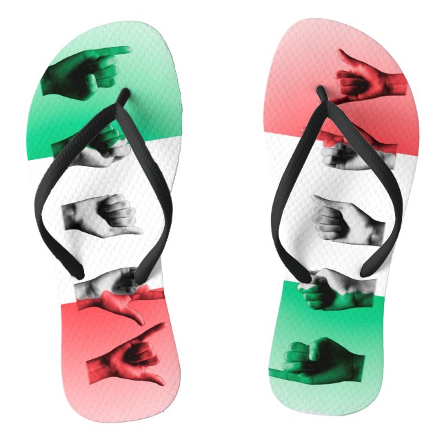 Wort Italien über die italienische Flagge Flip Flops (Fußbett)