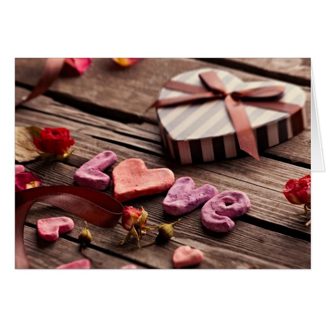 Wort-Liebe mit Geschenk Herzgeformtem Valentines (Vorderseite (Horizontal))