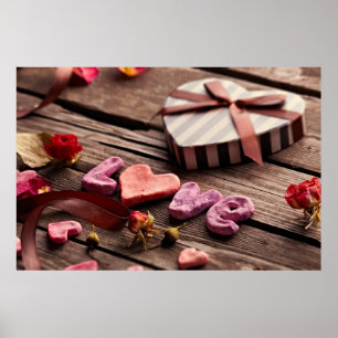 Wort-Liebe mit Geschenk Herzgeformtem Valentines Poster