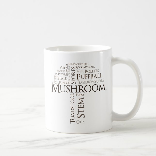 Wort-Pilz-Tasse (Brown-Text) Tasse (Rechts)