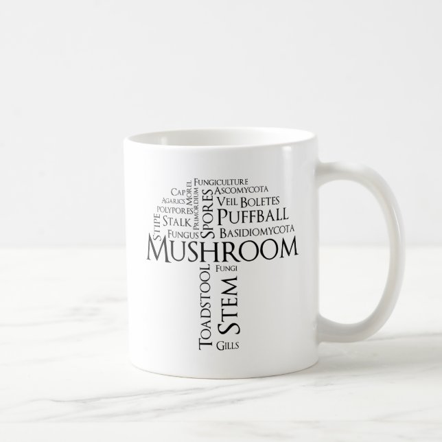 Wort-Pilz-Tasse (schwarzer Text) Kaffeetasse (Rechts)