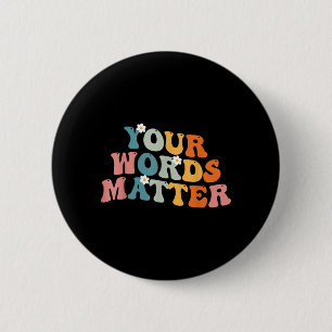 Wort Sprachtherapie Würdigung Groovy Retro Button