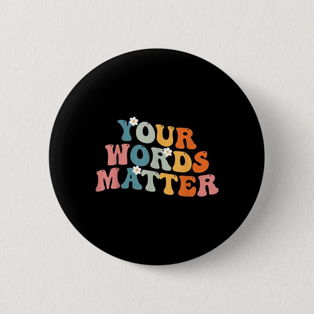 Wort Sprachtherapie Würdigung Groovy Retro Button (Vorderseite)