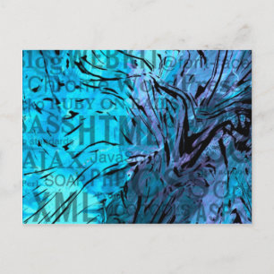 Wortbestand, computerblau postkarte