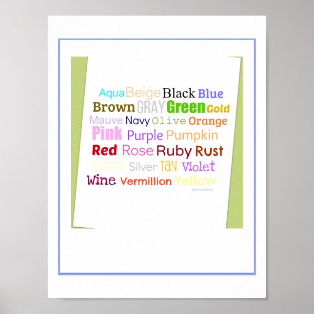 Wortcollage für Farben Poster (Vorne)