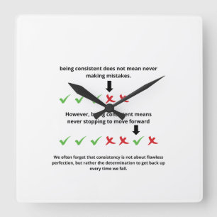 Worte der Motivation Quadratische Wanduhr