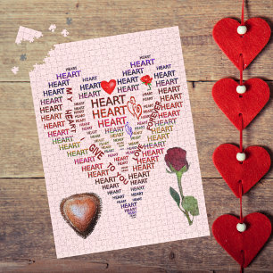Worte des Herzens Rosen Schokolade Valentinstag Puzzle
