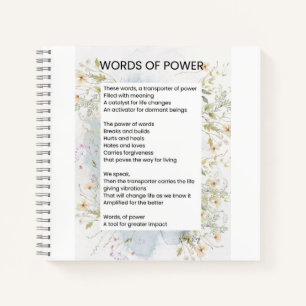 Worte des Powers, die Gedichte beleben Notizbuch