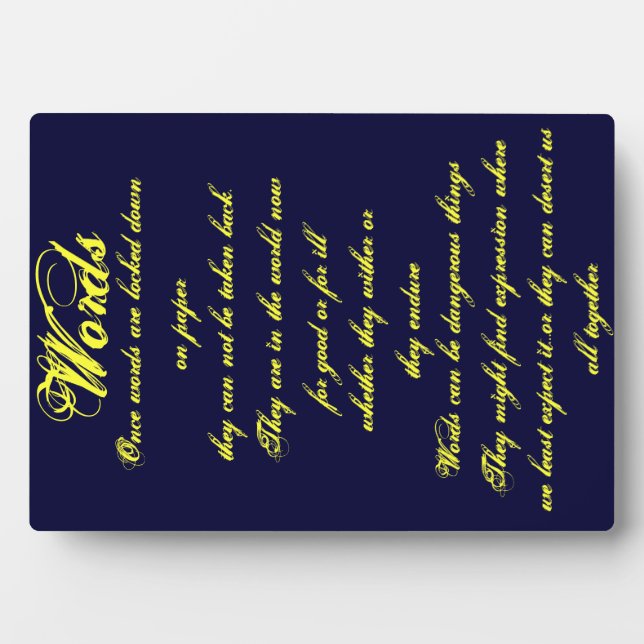 Worte ...Plaque Fotoplatte (Vorderseite)