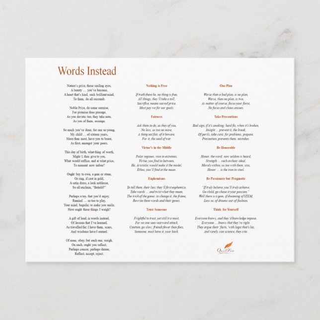 Worte statt Gedicht Postkarte (Vorderseite)