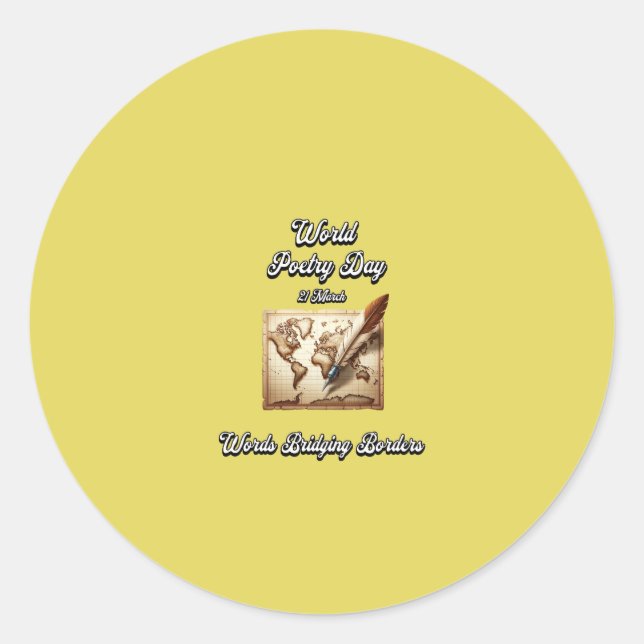 Worte überbrücken Grenzen. Weltpoetentag Runder Aufkleber (Vorderseite)
