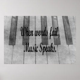 Worte versagend Klaviermusikdesign Poster
