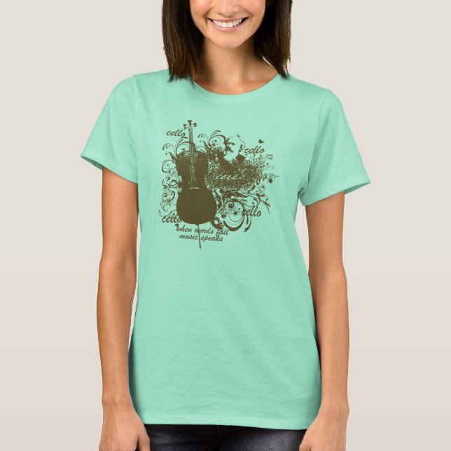 Worte Versagend Musik spricht Cello Musician T-Shirt (Vorderseite)