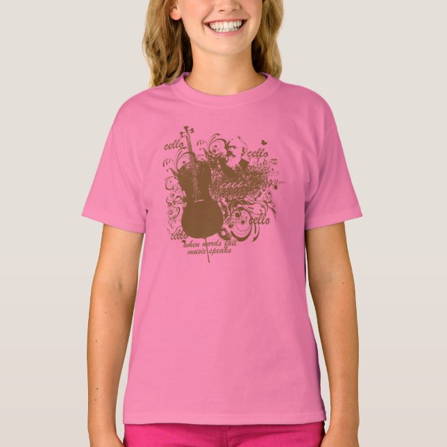 Worte Versagend Musik spricht Cello Musician T-Shirt (Vorderseite)