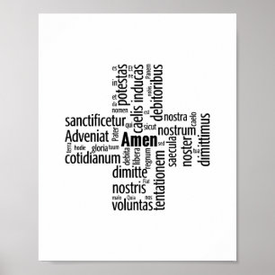 Wörter aus dem Pater Noster auf Latein Poster