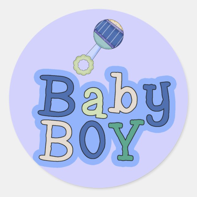 Wörter Baby Boy W/Rattle Fun Stickers (Vorderseite)