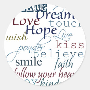 Wörter der Inspiration Runder Aufkleber