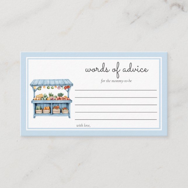 Wörter der Ratgeber Bauer Market Baby Boy Shower Begleitkarte (Vorderseite)