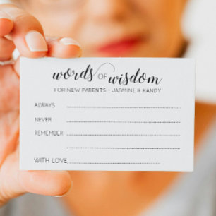 Wörter der Weisheit Kinderdusche Neue Eltern Ratsc Hinweiskarte