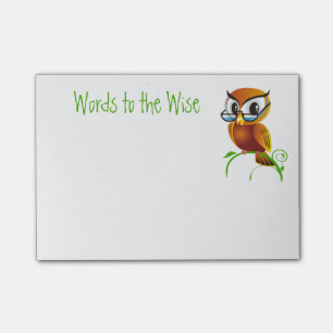 Wörter für den Wise Owl-Cartoon Post-it Klebezettel