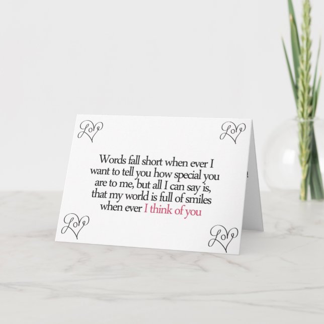 WÖRTER SIND KURZ, UM MEINE LIEBE 1. ANNIVERSA ZU B KARTE (Vorderseite)