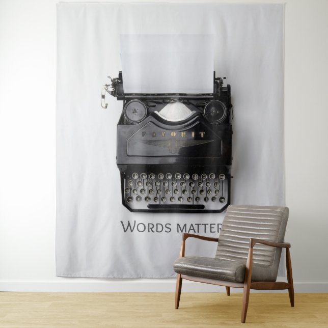 Wörter sind wichtig Schreibmaschine Wandteppich (Beispiel)