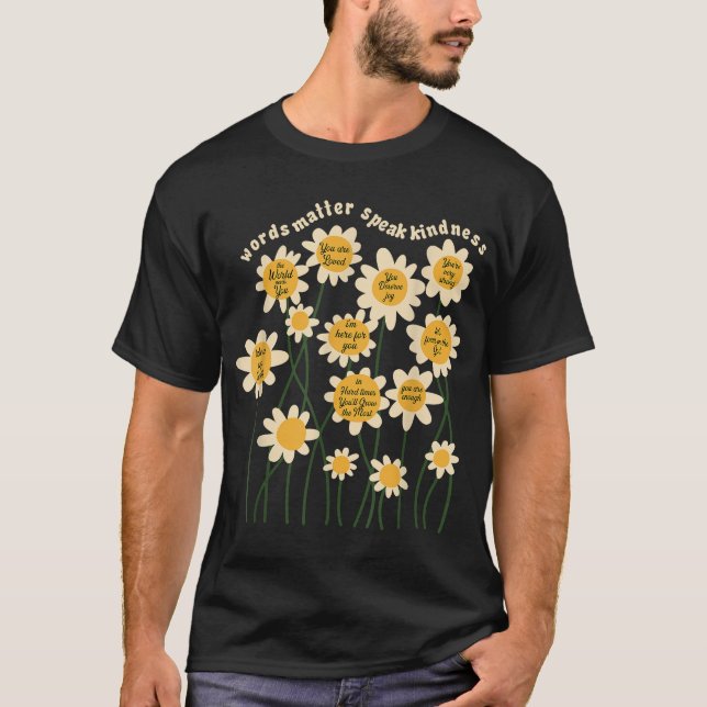 Wörter sind wichtig Sprachfreude Inspirative Blume T-Shirt (Vorderseite)