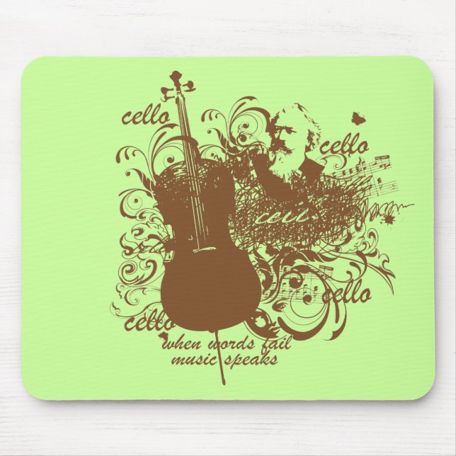 Wörter versagen Musik spricht Cello-Musiker Mousepad (Vorne)