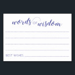 Wörter von White Navy Blue Wedding Advice Cards Tischnummer<br><div class="desc">Diese eleganten marineblauen Weisheitskarten sind die perfekte Ergänzung zu Ihrem Hochzeitsempfang oder Bridal/Polterabend. Diese Karten sind eine großartige Alternative zu einem traditionellen Gästebuch.</div>