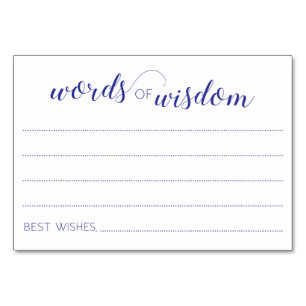 Wörter von White Navy Blue Wedding Advice Cards Tischnummer