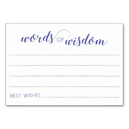 Wörter von White Navy Blue Wedding Advice Cards Tischnummer