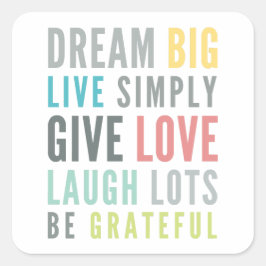 WÖRTER ZUM LEBEN DURCH modernes motivierend Mantra Quadratischer Aufkleber