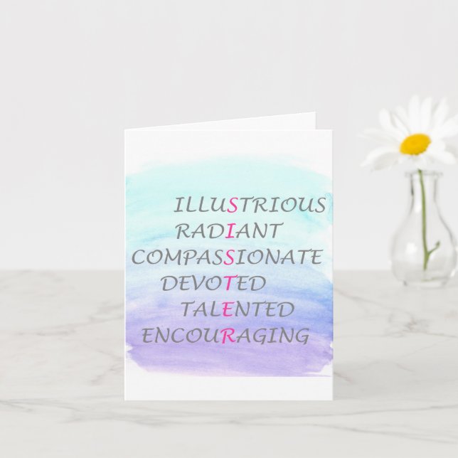 Wörter zur Beschreibung von Schwester Karte (Kleine Pflanze)