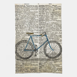 WÖRTERBUCH Kunst-Druck-blaues Fahrrad-Fahrrad Handtuch
