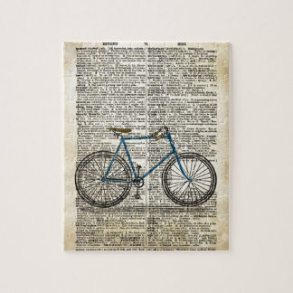 WÖRTERBUCH Kunst-Druck-blaues Fahrrad-Fahrrad Puzzle