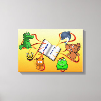 Wörterbuch und viele Tiere | Zazzle_Growshop. Leinwanddruck