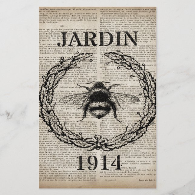 Wörterbuchausdruck Französisch Land Vintag Biene Briefpapier (Vorderseite)