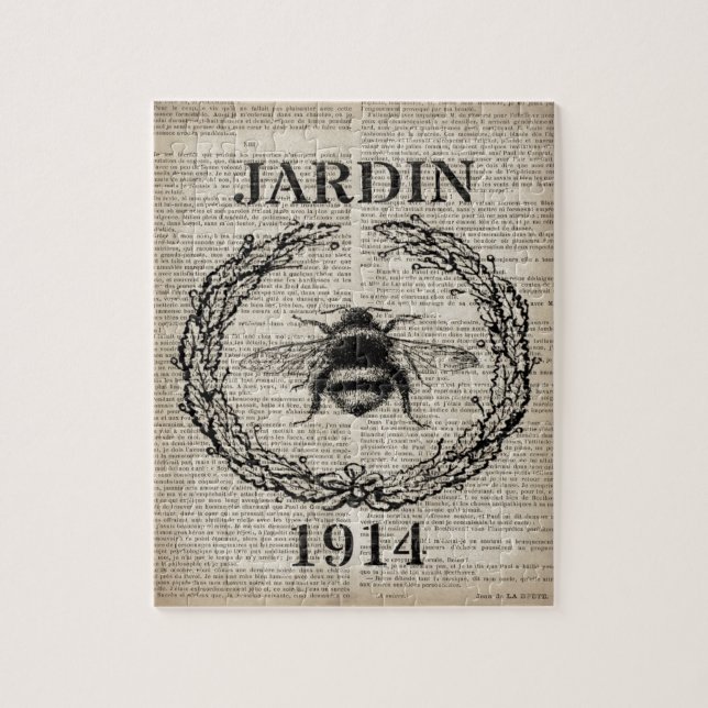 Wörterbuchausdruck Französisch Land Vintag Biene Puzzle (Vertikal)