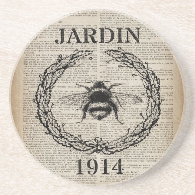 Wörterbuchausdruck Französisch Land Vintag Biene Untersetzer (Vorne)