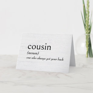 Wörterbuchdefinition für COUSIN Karte
