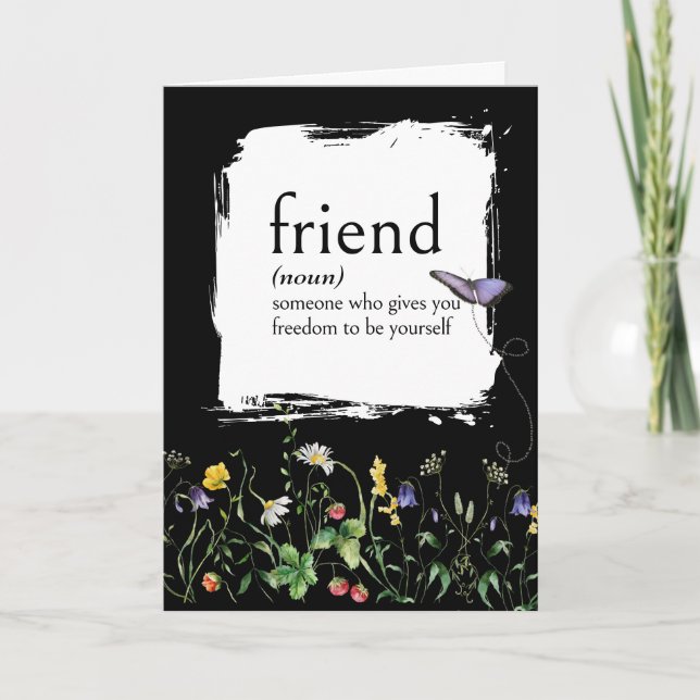 Wörterbuchdefinition für FREUNDE mit Wildblumen Karte (Vorderseite)