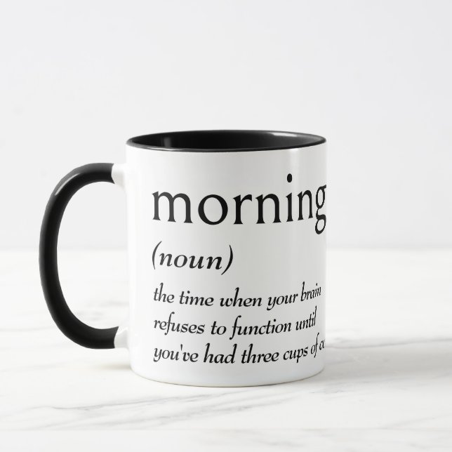 Wörterbuchdefinition für MORGEN Tasse (Links)