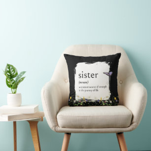 Wörterbuchdefinition für SCHWESTER mit Wildblumen Kissen