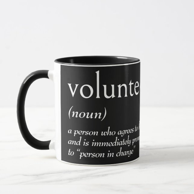 Wörterbuchdefinition für VOLUNTEER Tasse (Links)