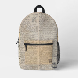 Wörterbuchseiten Bedruckter Rucksack