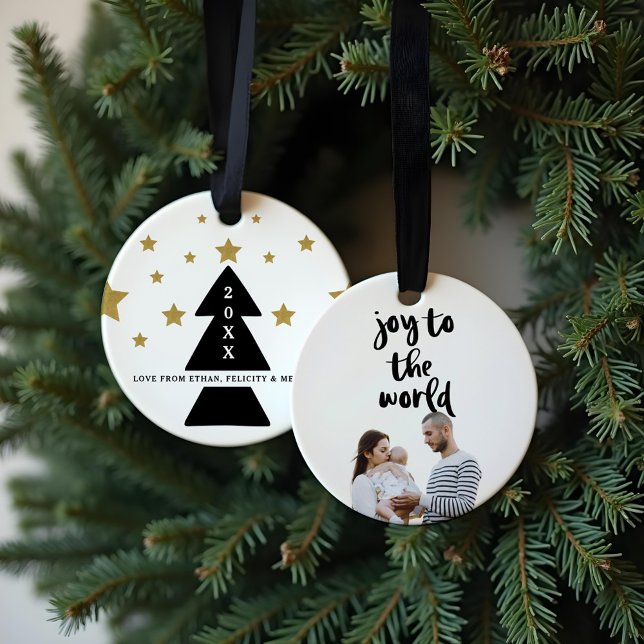 Wortfreude | Fett Modernes Minimalistisches Foto Ornament (Joy To The Word | Bold Modern Minimalistic Photo Ornament)