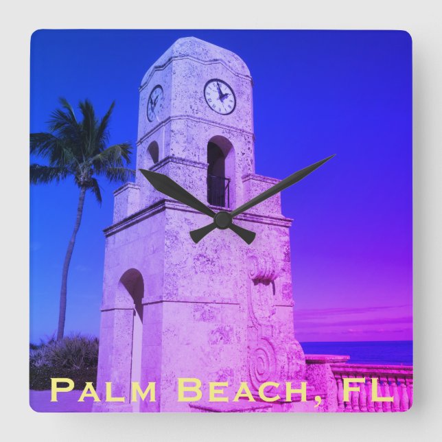Worth Avenue Clock Tower - Palm Beach, Florida Quadratische Wanduhr (Vorderseite)