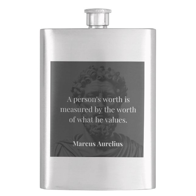 Worth definieren: Marcus Aurelius auf Werten Flachmann (Vorderseite)