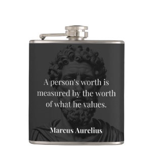 Worth definieren: Marcus Aurelius auf Werten Flachmann