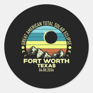 Worth Texas Total Solar Eclipse 2024 Runder Aufkleber